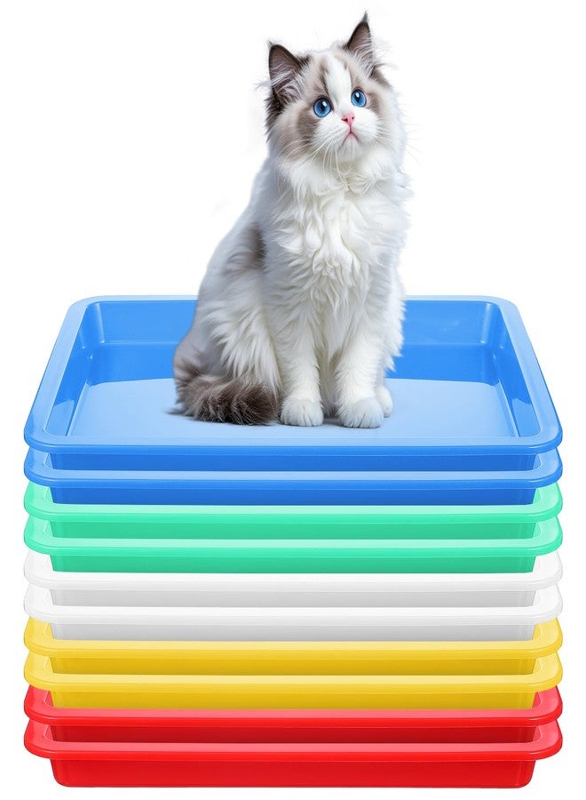 AojSup 10 Pcs Small Kitten Litter Box 11 x 8.5 x 1.2 in Rabbit Litter Pan Mini Open Cat Box Low Entry Waterproof Travel Toilet for Kittens Bunny Kitty Guinea Pig Small Pet Supplies (Multicolor) - Image 1